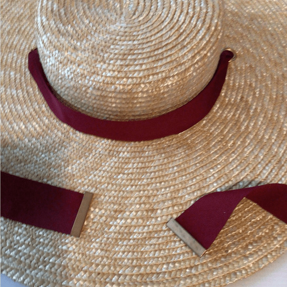NEW! RARE wYeth Tan Wide-Brim Hat with Red Ribbon main image 4